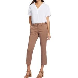 NYDJ Straight Leg Ankle Pant Women's Baguette Tan Brown Cropped Sz 6 NEW NWT‎